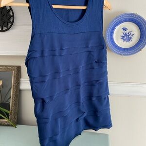 Ann Taylor Blue Ruffle Front Top